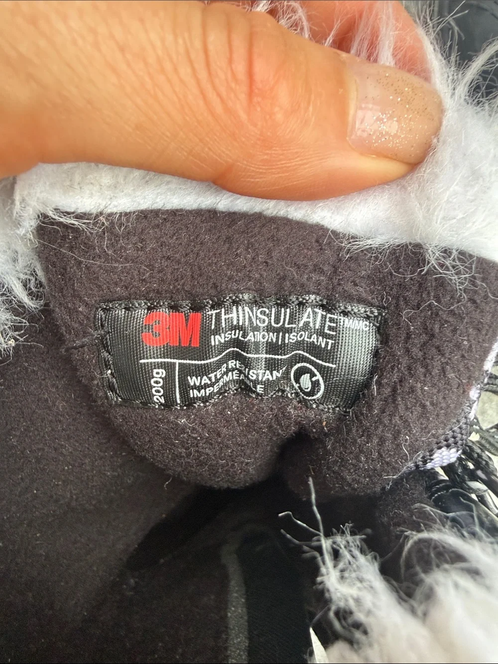 Kids Black Winter Snow Boots with Faux Fur Trim